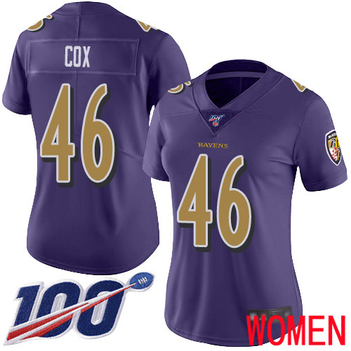 Baltimore Ravens Limited Purple Women Morgan Cox Jersey NFL Football #46 100th Season Rush Vapor Untouchable